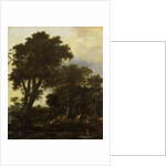 Forest landscape with lean-to by Roelant Roghman