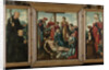 Triptych with the Lamentation of Christ, flanked by the male Donor with Saint Benedict and female Donor with Saint Elizabeth of Hungary by Cornelis Cornelisz II Buys