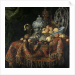 Still Life with Fruit and Crockery on a Turkish Carpet by Francesco Fieravino
