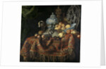 Still Life with Fruit and Crockery on a Turkish Carpet by Francesco Fieravino
