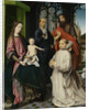 Virgin and Child Enthroned, with Saints Jerome and John the Baptist and a Carthusian Monk by Jan Provoost