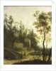 Italian landscape with hunters by Frederik de Moucheron