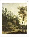 Italian landscape with hunters by Frederik de Moucheron