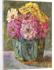 Still life with zinnias in a ginger jar by Floris Verster