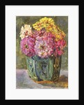 Still life with zinnias in a ginger jar by Floris Verster
