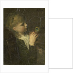 Girl with peacock feather by Jacob Maris