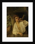 A baker blowing his horn by Adriaen van Ostade