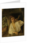 A baker blowing his horn by Adriaen van Ostade