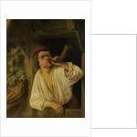 A baker blowing his horn by Adriaen van Ostade