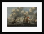 Burning of the English Fleet at Chatham, 20 June 1667 (Raid on the Medway UK) by Peter van de Velde