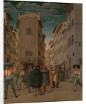 Florentine Street Scene with Twelve Figures (Sheltering the Traveler, one of the Seven Works of Mercy) Italy by Anonymous