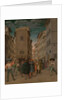 Florentine Street Scene with Twelve Figures (Sheltering the Traveler, one of the Seven Works of Mercy) Italy by Anonymous