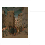 Florentine Street Scene with Twelve Figures (Sheltering the Traveler, one of the Seven Works of Mercy) Italy by Anonymous