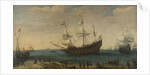 A number of East Indiamen off the Coast (The Mauritius and other East Indiamen Sailing out of the Marsdiep) by Hendrik Cornelisz. Vroom