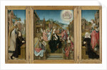 Triptych with Virgin and Child with Saints, male Donor with Saint Martin, female Donor with Saint Cunera, and the Annunciation by Master of Delft