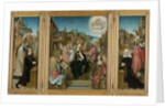 Triptych with Virgin and Child with Saints, male Donor with Saint Martin, female Donor with Saint Cunera, and the Annunciation by Master of Delft