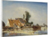 Houses on a canal in Crooswijk by Johan Barthold Jongkind