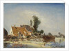 Houses on a canal in Crooswijk by Johan Barthold Jongkind