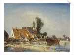 Houses on a canal in Crooswijk by Johan Barthold Jongkind