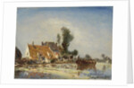 Houses on a canal in Crooswijk by Johan Barthold Jongkind