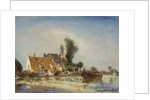 Houses on a canal in Crooswijk by Johan Barthold Jongkind