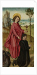A Donor and his two Sons with Saint John the Evangelist, inner left wing of a triptych by Workshop of The Bruges Master of the Legend of Saint Ursula