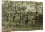 Farm boy on a barrier by Jozef Israëls