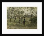 Farm boy on a barrier by Jozef Israëls