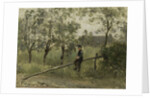 Farm boy on a barrier by Jozef Israëls