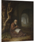 A hermit praying in a ruin by Jan Adriaensz. van Staveren