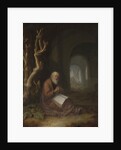 A hermit praying in a ruin by Jan Adriaensz. van Staveren