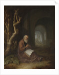 A hermit praying in a ruin by Jan Adriaensz. van Staveren