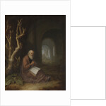 A hermit praying in a ruin by Jan Adriaensz. van Staveren