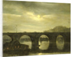 View of a Bridge of the Seine in Paris by Moonlight, France by Antonie Waldorp
