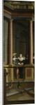 A Staircase, left side of the depiction. One of a seven-part room decoration by Dirck van Delen