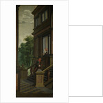 A Staircase, left side of the depiction. One of a seven-part room decoration by Dirck van Delen