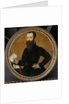 Portrait of Adam Wachendorff, with a Putto Blowing Bubbles by Cornelis Ketel