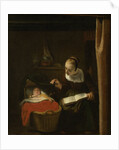 Young Woman at a Cradle by Nicolaes Maes