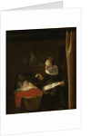 Young Woman at a Cradle by Nicolaes Maes