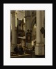 Interior of a Protestant, Gothic Church, with a Gravedigger in the Choir by Emanuel de Witte