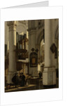 Interior of a Protestant, Gothic Church, with a Gravedigger in the Choir by Emanuel de Witte