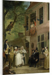 Misled, The Ambassador of the Rascals Exposes himself from the Window of 't Bokki Tavern in the Haarlemmerhout by Cornelis Troost