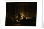 The holy family at night by Workshop of Rembrandt Harmensz. van Rijn