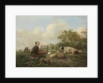 The Artist Painting a Cow in a Meadow by Hendrikus van de Sande Bakhuyzen