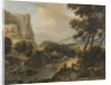 Mountainous landscape with fisherman by Roelant Roghman