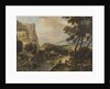 Mountainous landscape with fisherman by Roelant Roghman
