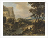 Mountainous landscape with fisherman by Roelant Roghman