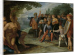 After the Fall of Vetera Castra Claudius Civilis has his hair cut while his son shoots some prisoners by Otto van Veen