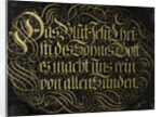 Behind-Glass Painting with Calligraphed Saying: The Blood of Jesus Christ the Son of God Purifies us from all Sin by Johann G. M