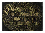 Behind-Glass Painting with Calligraphed Saying: The Blood of Jesus Christ the Son of God Purifies us from all Sin by Johann G. M